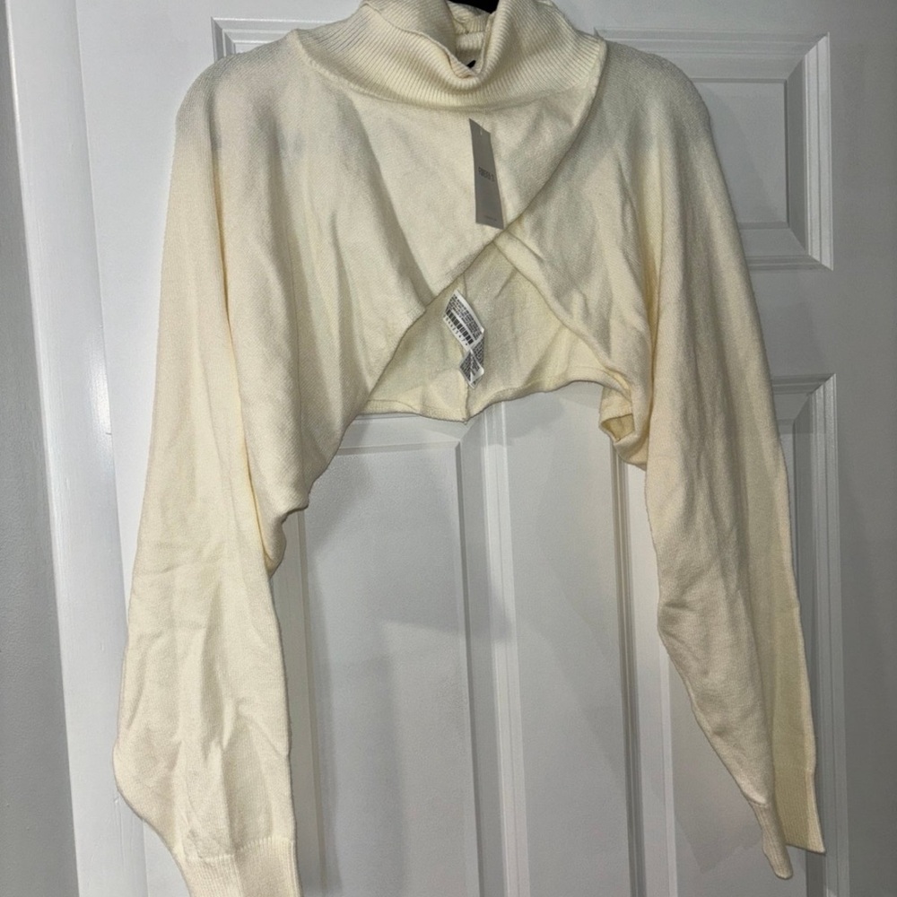 Cream Turtleneck Cropped Sweater